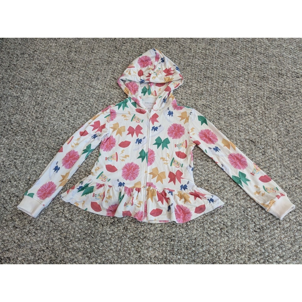Posh Peanut Full Zip Hoodie Ruffle Cheerleader Bamboo Viscose Girls 7/8 - Picture 2 of 7